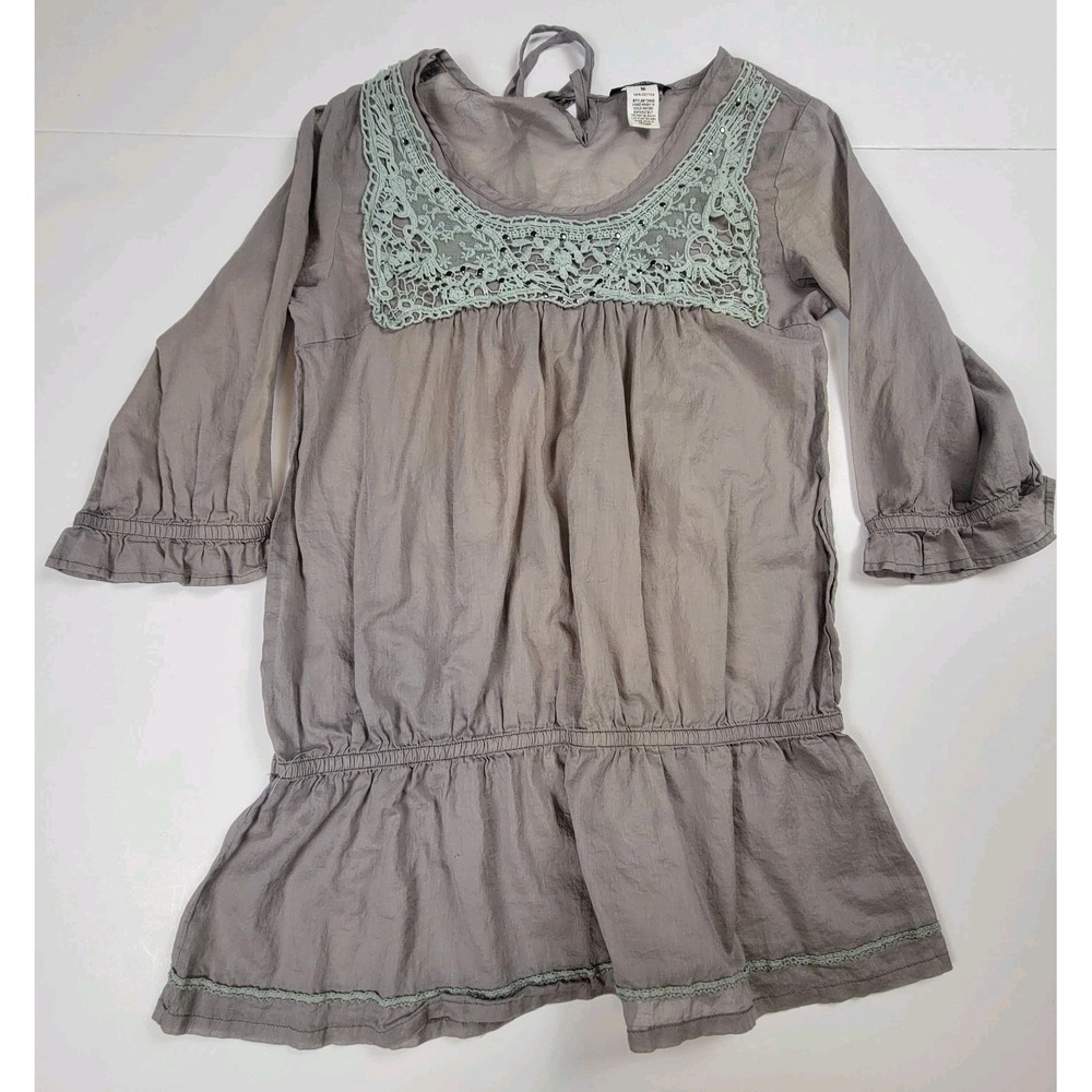 Mocha Brand Size Medium Women's Top Light Grey  Short Sleeve